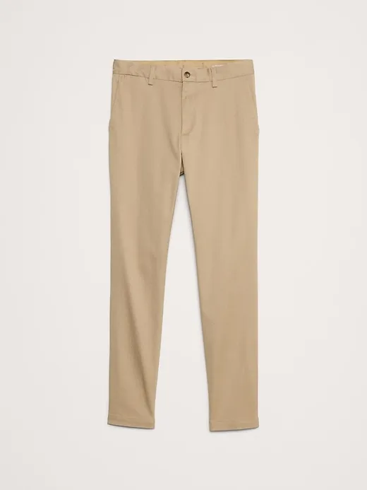 Men's Khaki Beige  Slim Fit Cotton Trousers