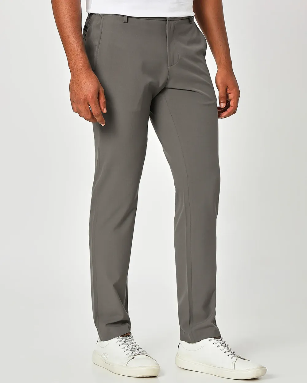 Classic Versatile Slim-Fit Straight-Leg Beige Trousers