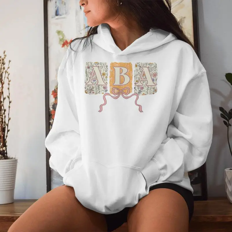 Retro Floral Aba Coquette Bow Applied Behavior Analysis Women Hoodie