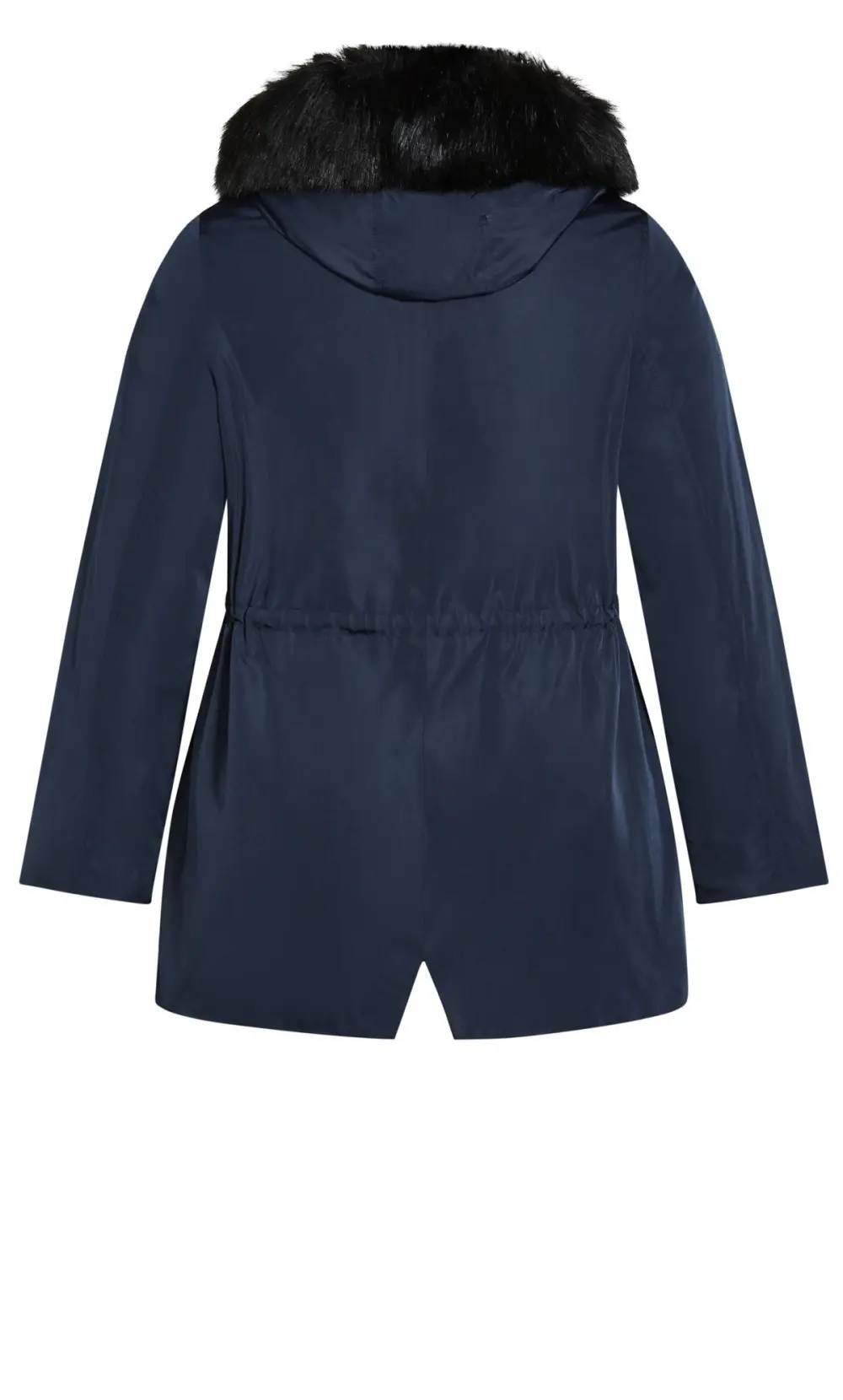 Evans Navy Blue Faux Fur Hooded Parka Coat