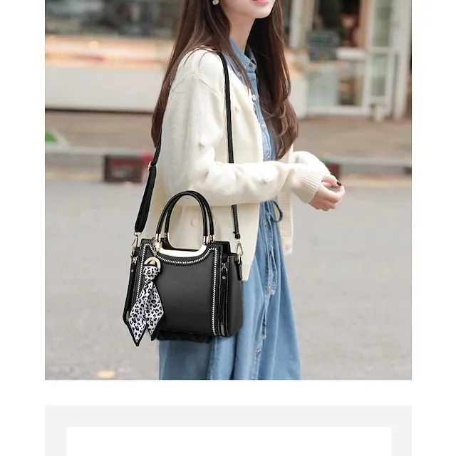 Women's Canvas Tote Bag Handbag Daily Date Office & Career Solid Color Black White Red