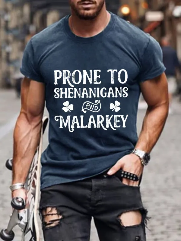 Men'S T-Shirt Man St. Patrick'S Day Pranks Easily Printed And Melodramatic Round Collar Short Sleeve Cotton T-Shirt