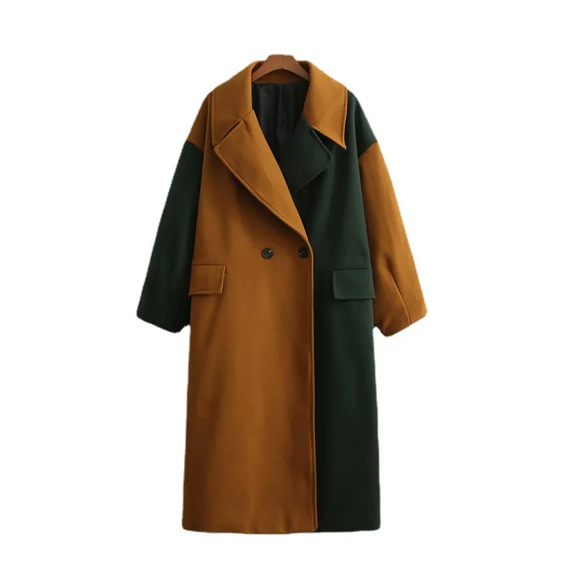Two Tone Front Buttons Lapel Coat