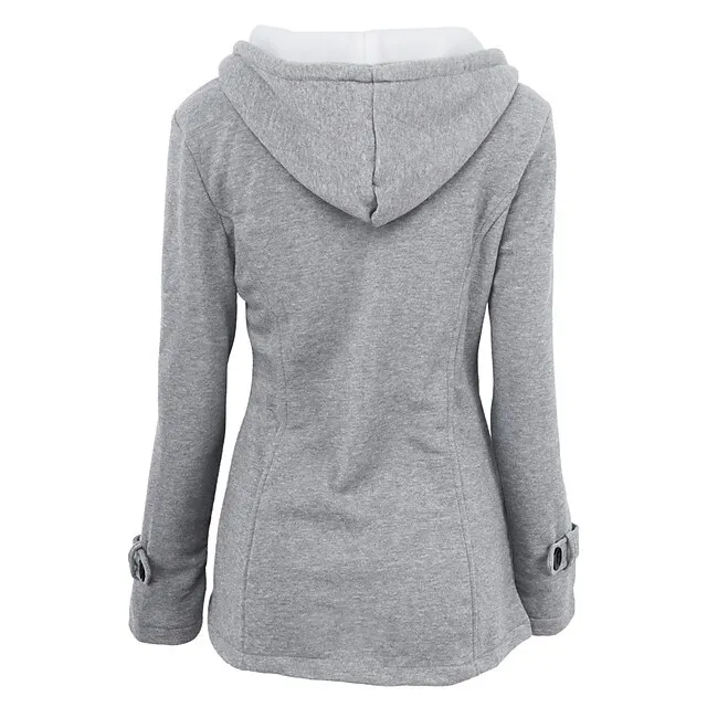 Women's Winter Coat Cropped Hooded Coat Thermal Warm Heated Jacket Fall Casual Street Jacket Long Sleeve with Pockets Black Army