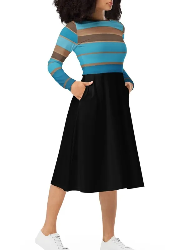 Modern Stripe Print Dress