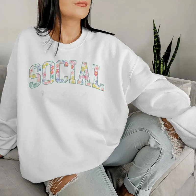 Retro Floral Social Services Social Worker Social Work Month Women Sweatshirt