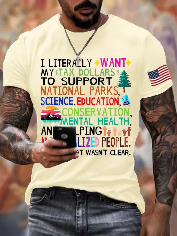 Men'S T-Shirt Men'S Support National Parks Printed Round Neck T-Shirt