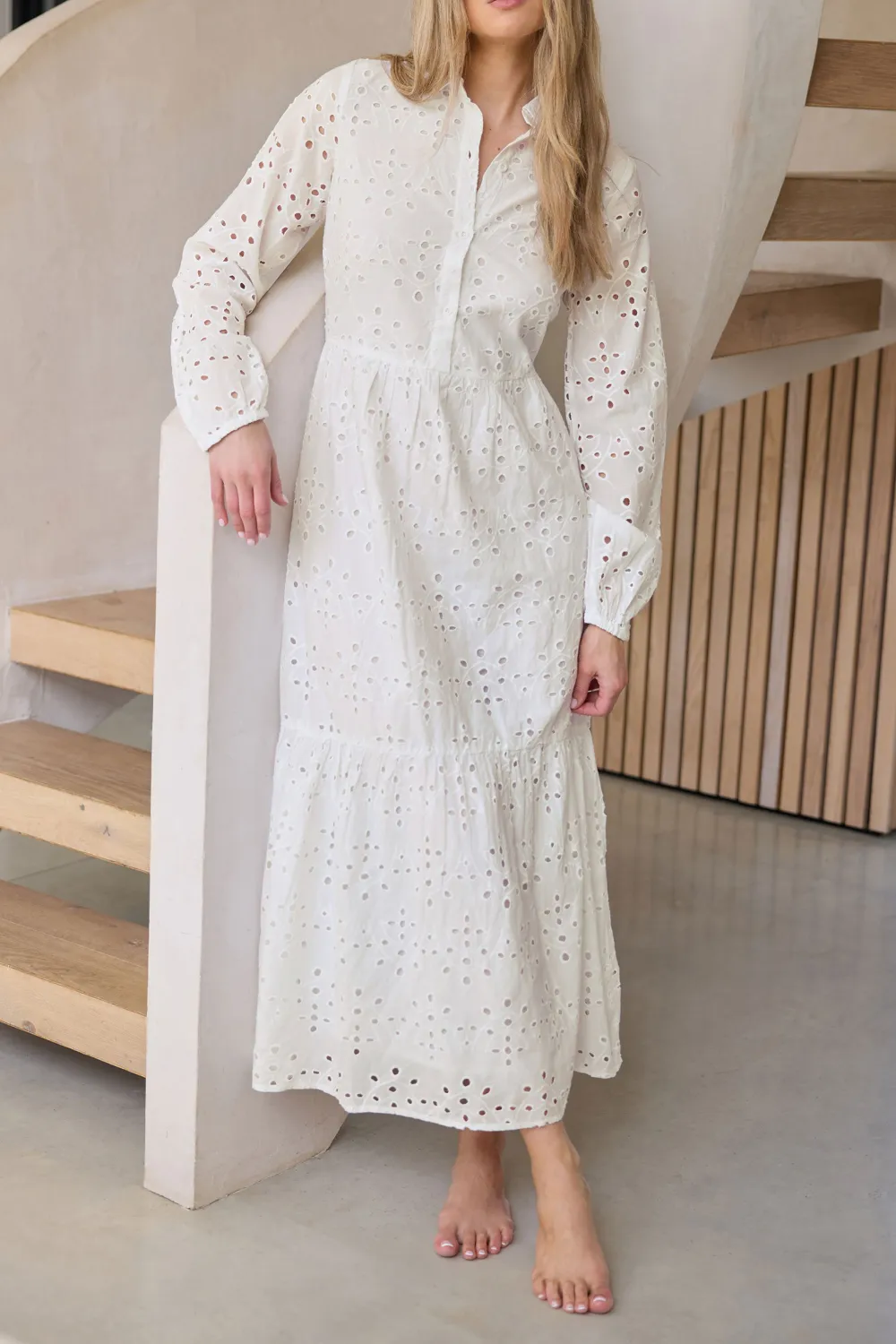 White Casual Style Maxi Shirt Dress