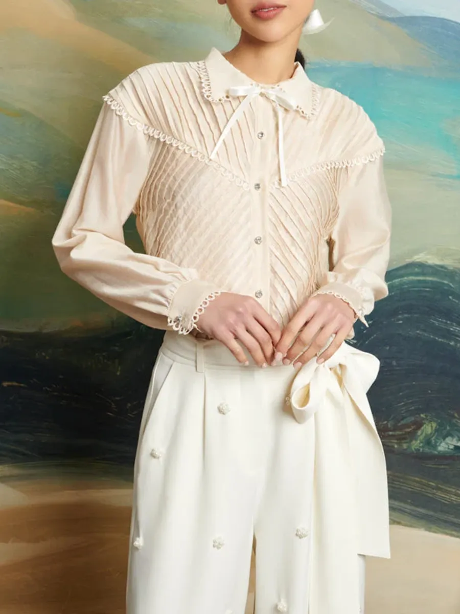 Casual Lace Ruffle Blouse