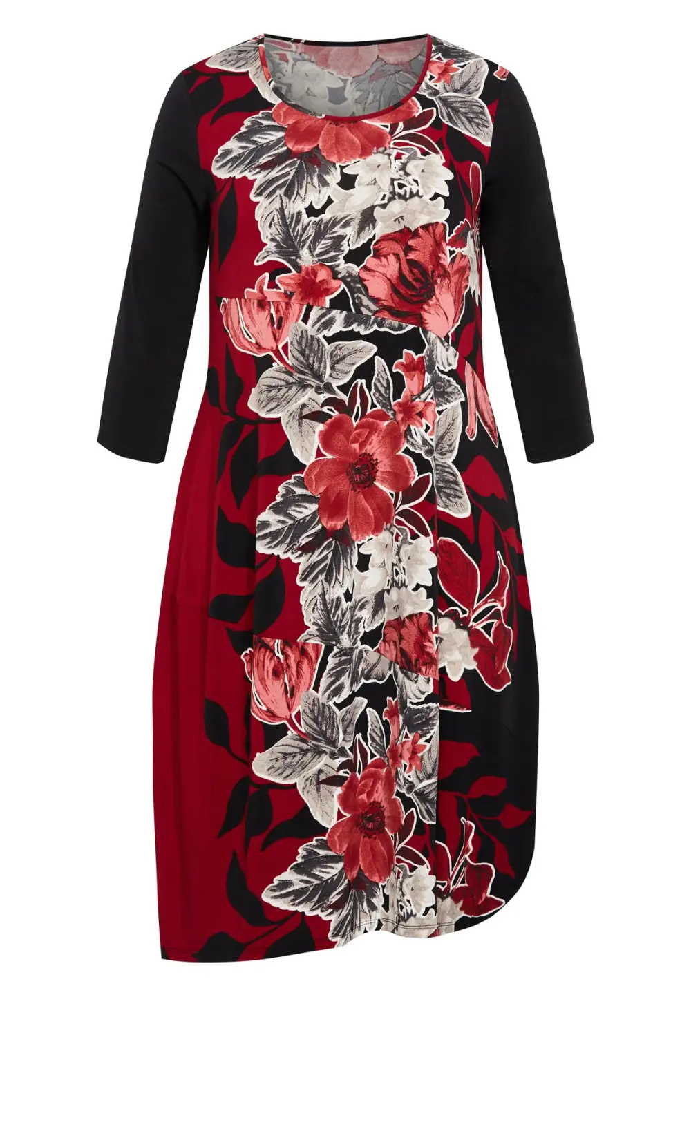 Evans Black Floral Long Sleeve Dress