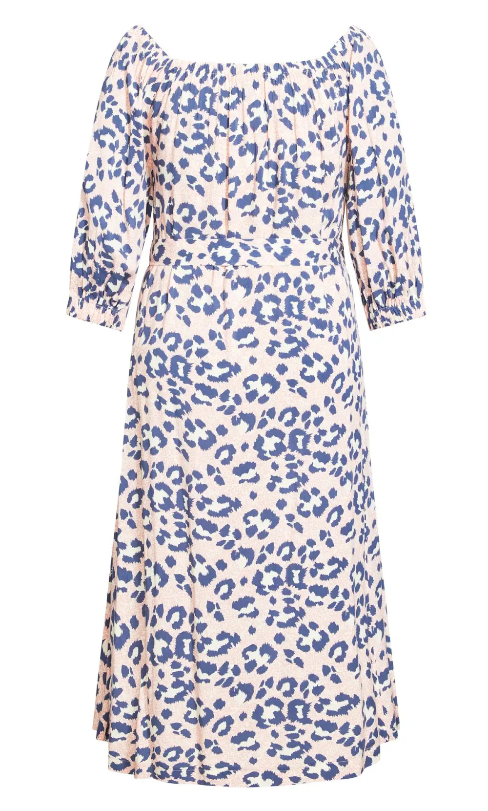 Evans Pink Animal Print Bardot Midi Dress