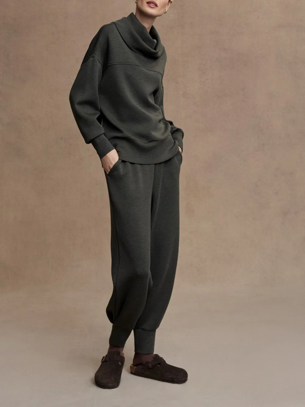 Elegant Cowl-Neck Loose-Fit Sweatshirt