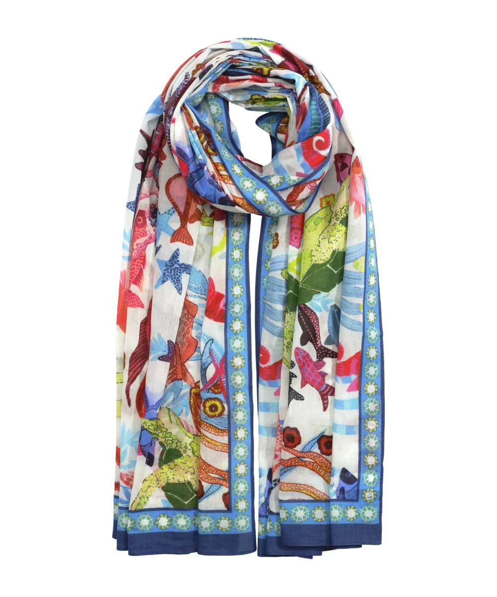 Cream Casual Style Underwater Seas  Wrap