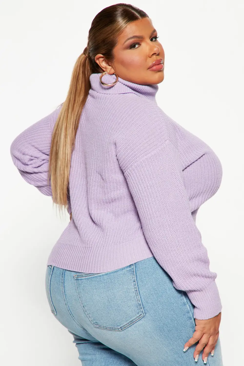 Roll With The Flow Turtleneck Sweater - Lavender
