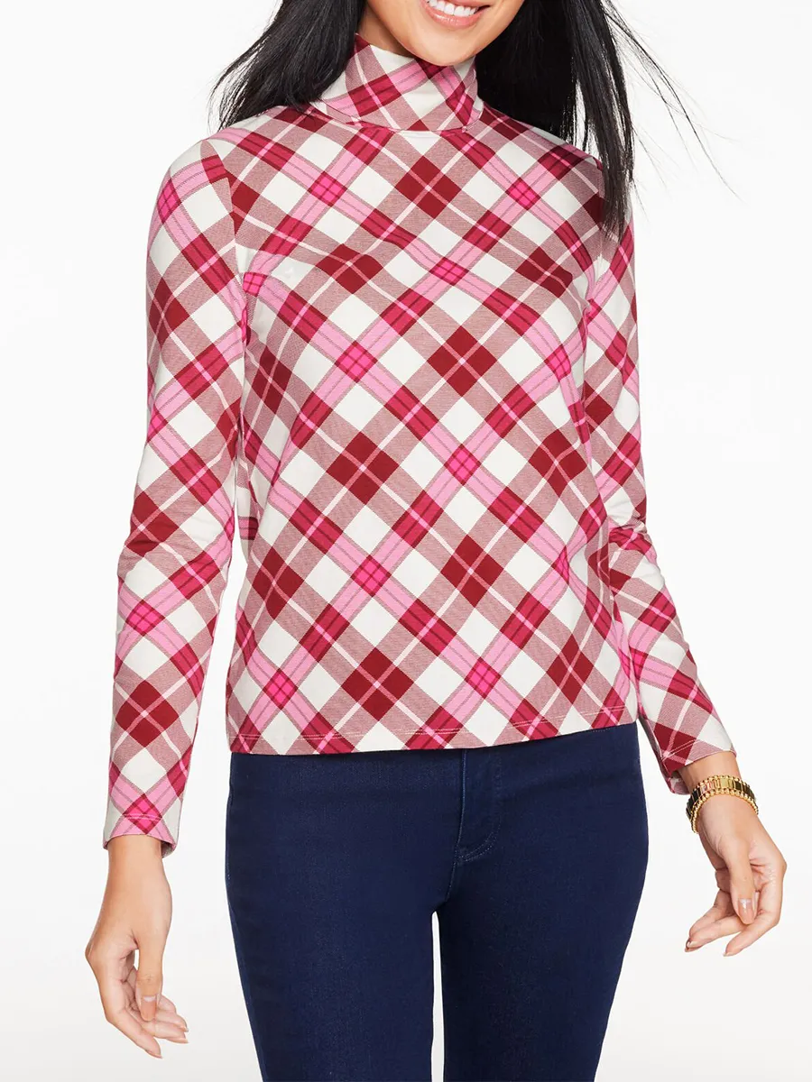 Women's Classic Winter Berry Patterned Stylish High Neck Sweater