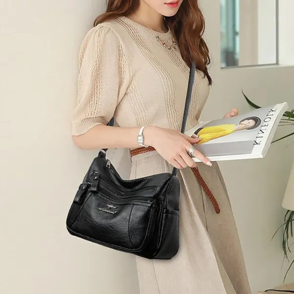 Women's Crossbody Bag Shoulder Bag Hobo Bag PU Leather Outdoor Daily Holiday Zipper Large Capacity Waterproof Lightweight Solid Color 1077 brown 1077 purple 1077 red