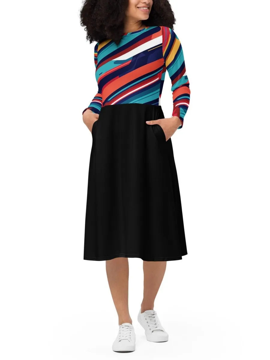 Bold Multicolor Stripe Dress