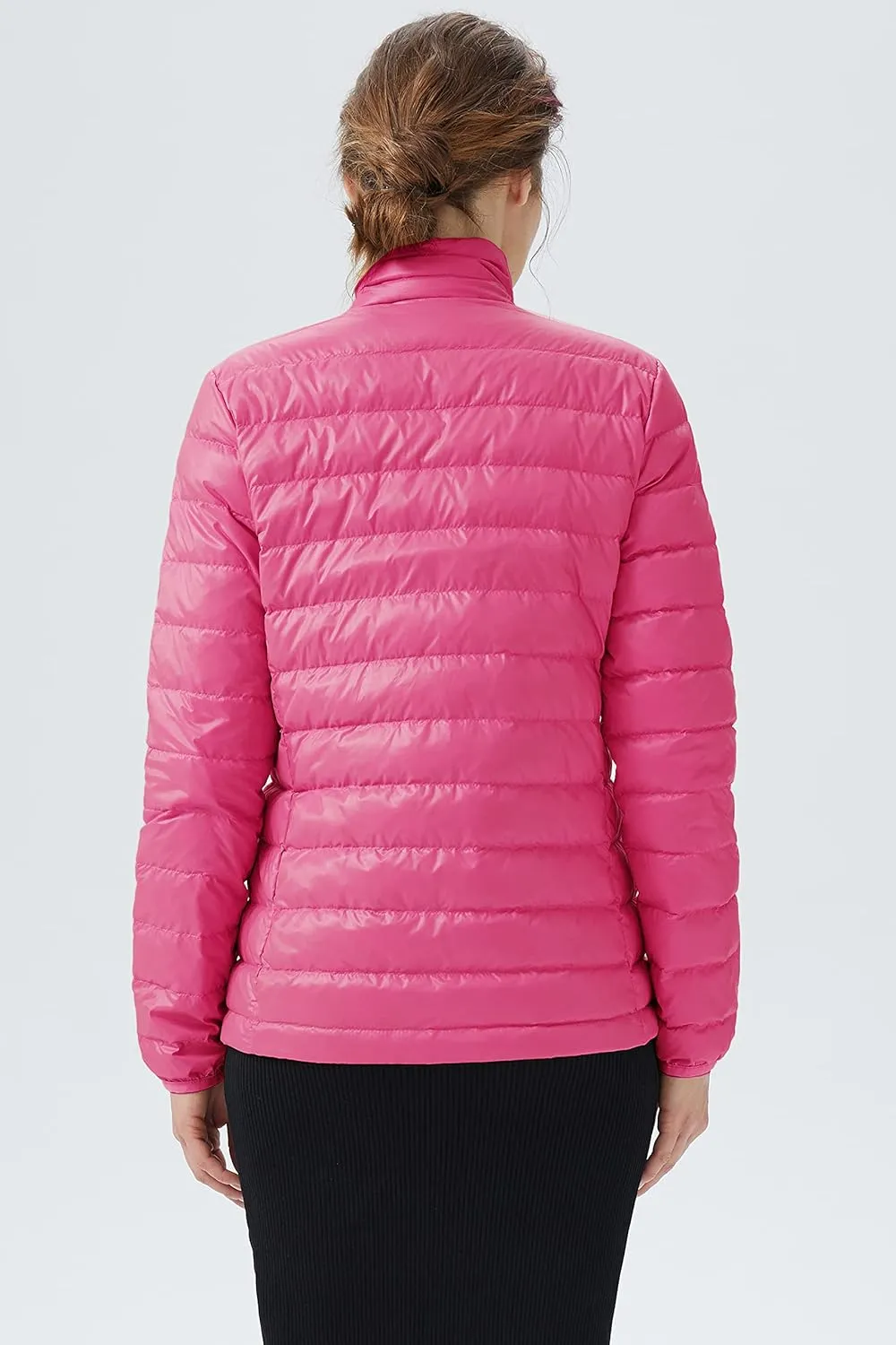 Women's Lightweight Packable Down Jacket Quilted Puffer Coat with Stand Collar