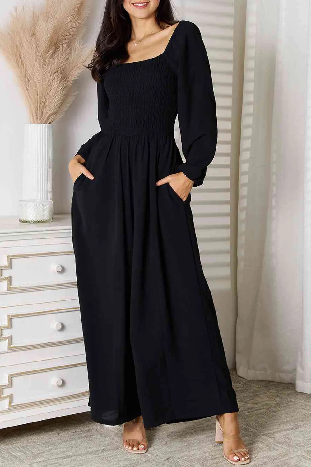 Black Minimalism Tasteful Off-The-Shoulder Jumpsuit
