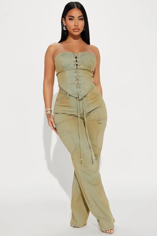 Gianna Tinted Denim Corset Top - Light Wash