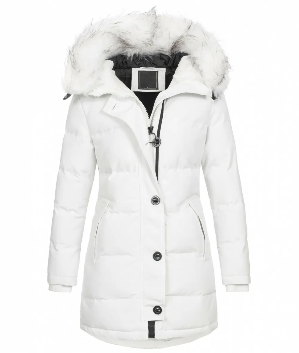Fashion ladies parka coat with fur collar H