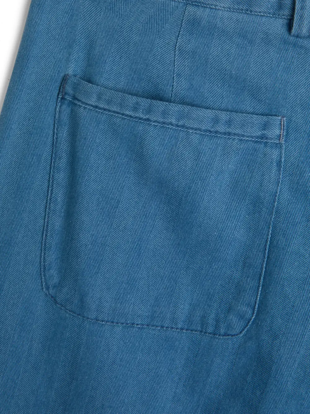 Indigo Wide-Leg High Waisted Lightweight Cotton-Linen Trousers