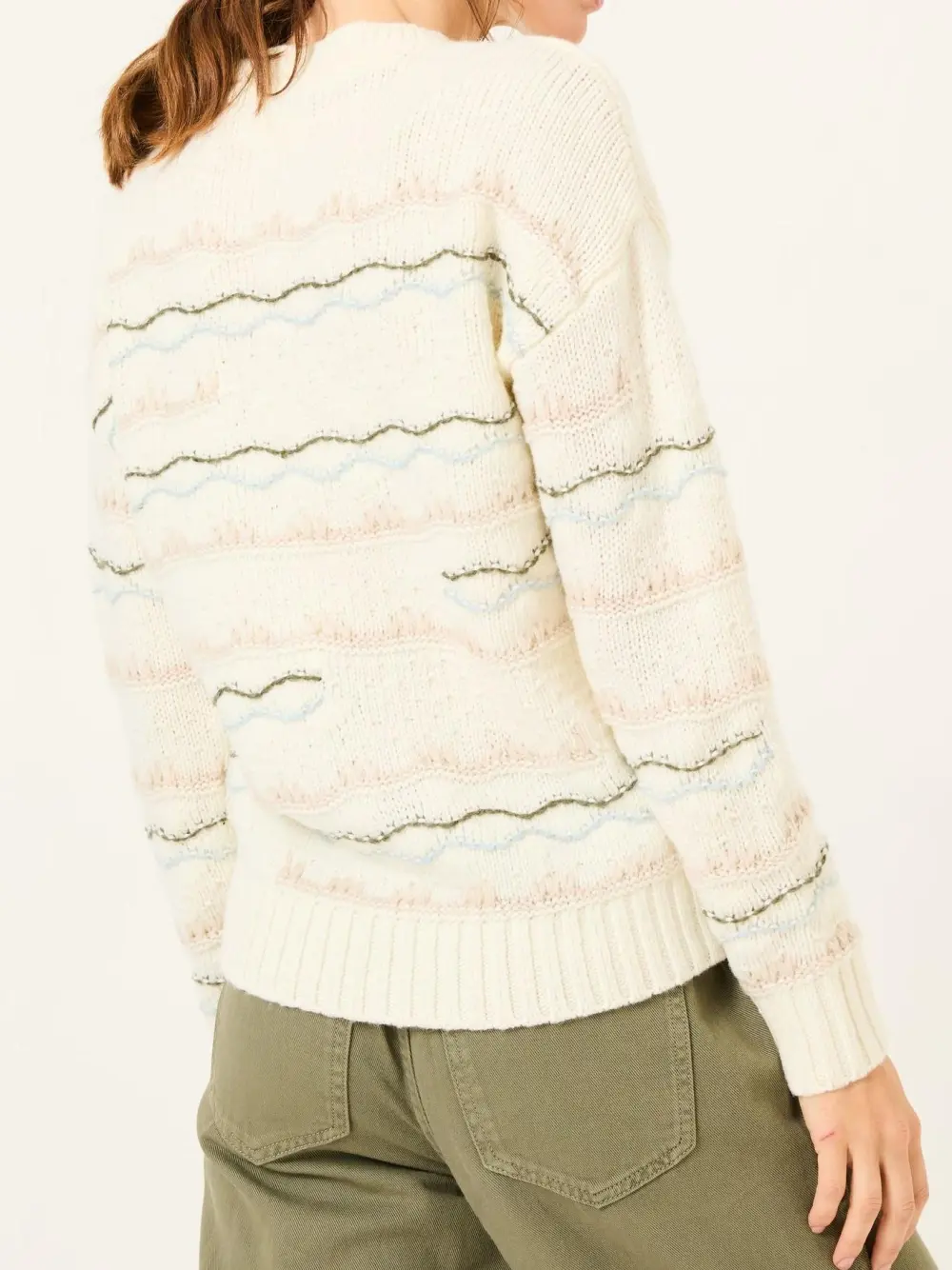 Ivory Pattern Knitted Crew Neck Jumper