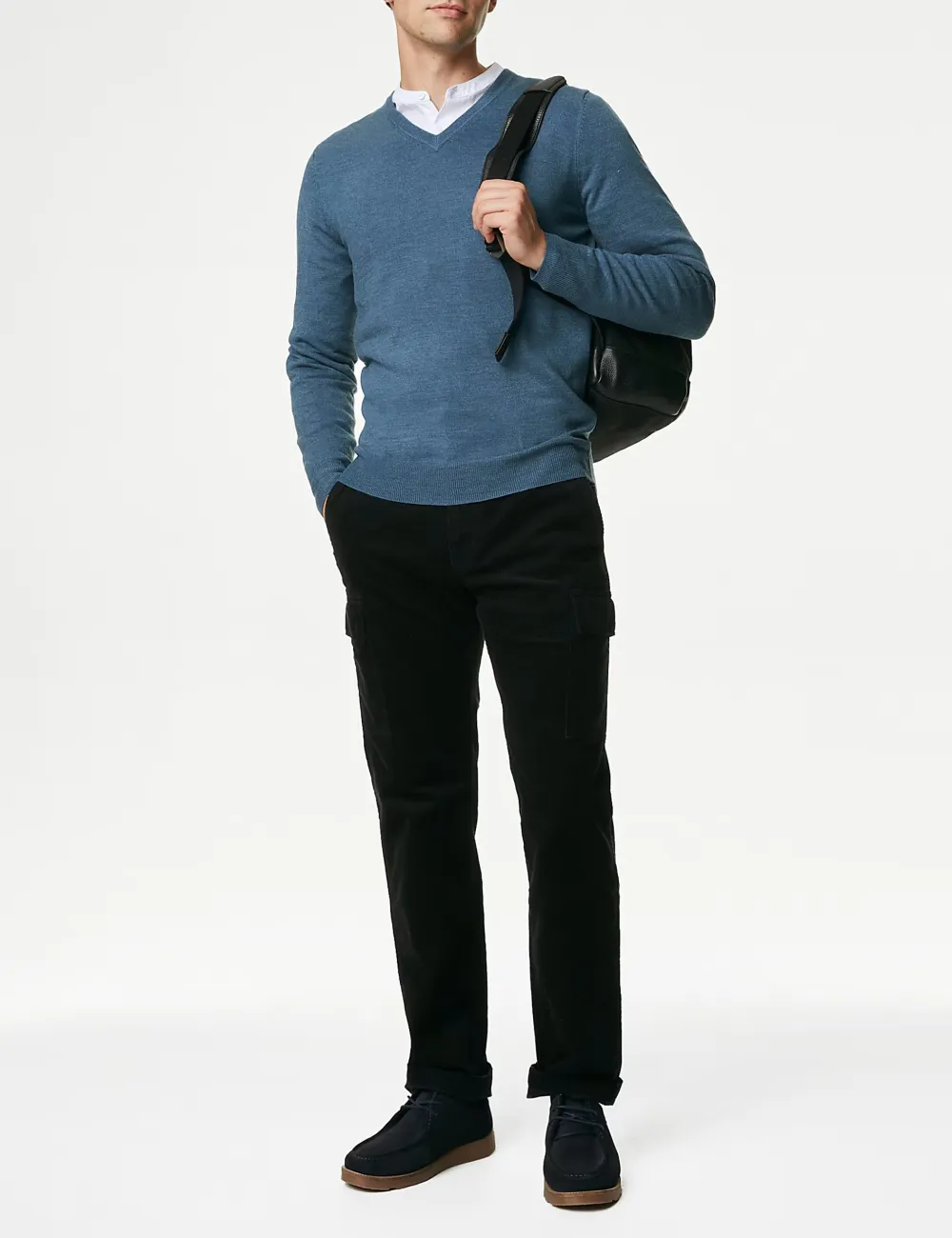 V-neck Long-Sleeved Knitted Sweater
