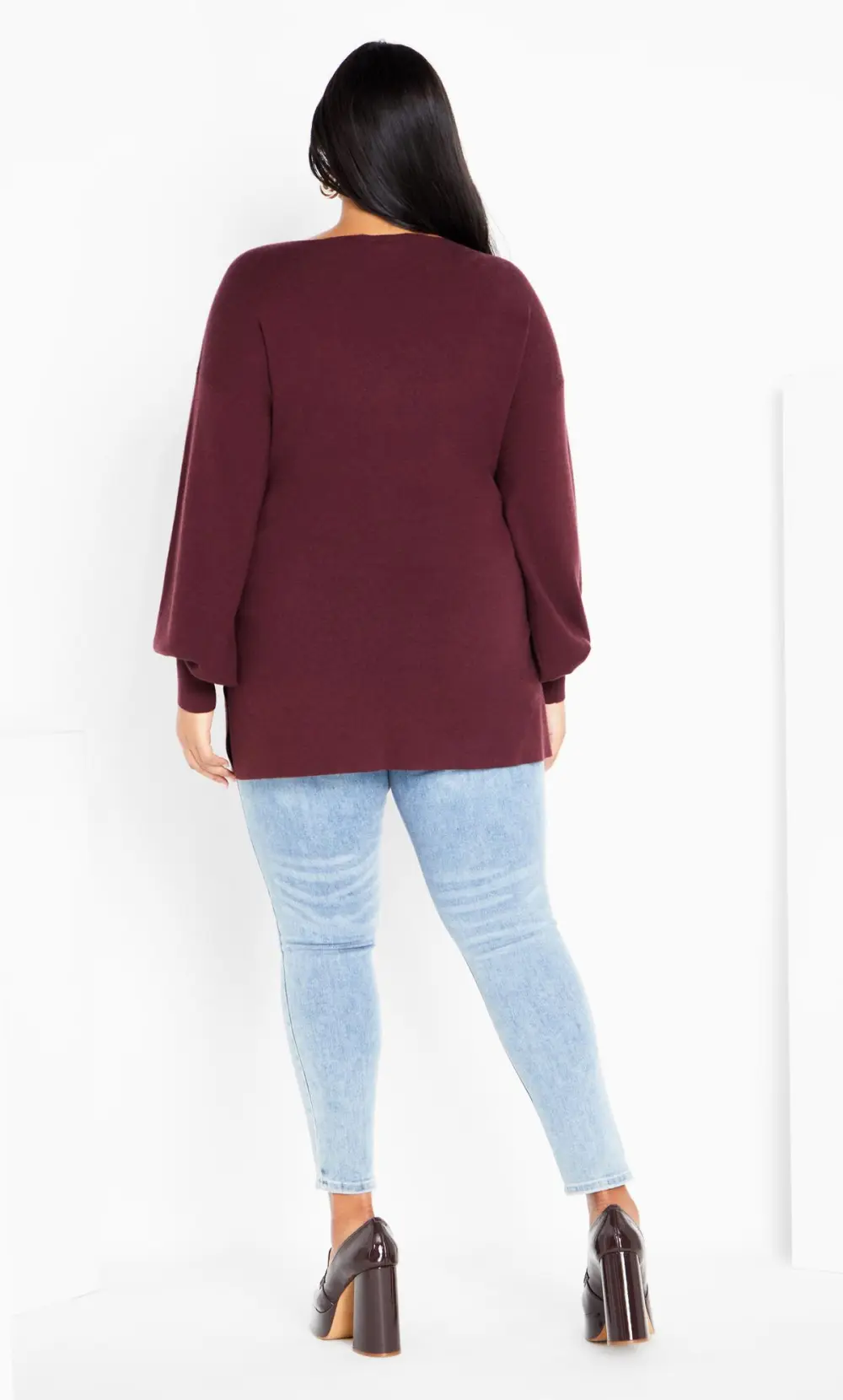 Evans Burgundy Red Tie Detail Jumper