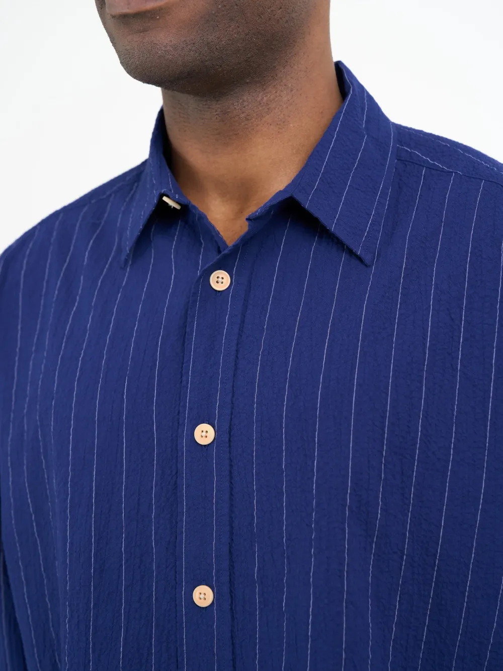 Patterson Blue Oversized Striped Cotton Shirt