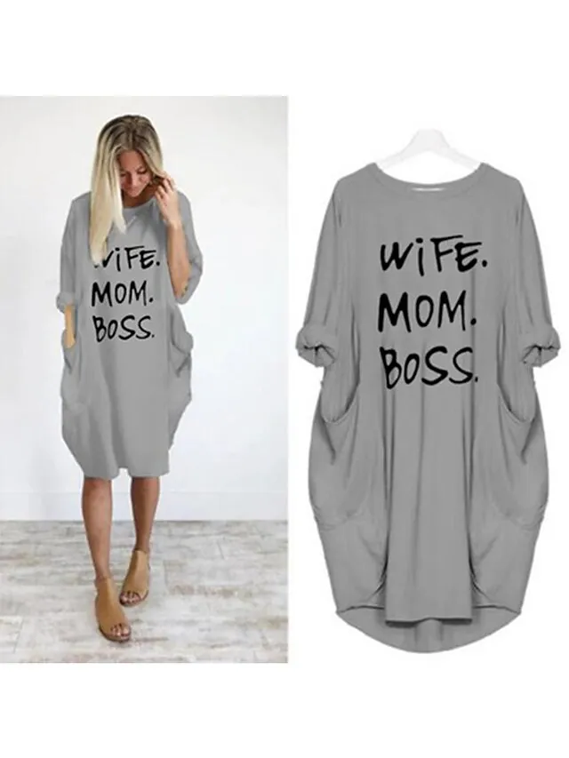 Women's Pajamas Loungewear Nightgown Sleepwear Letter Fashion Simple Basic Home Daily Mother's Day Polyester Pullover Summer Spring claret Orange red