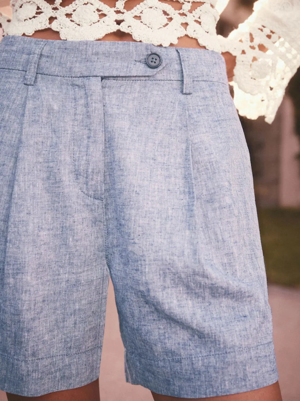 Basic Minimalist Solid Color Linen Blend Shorts