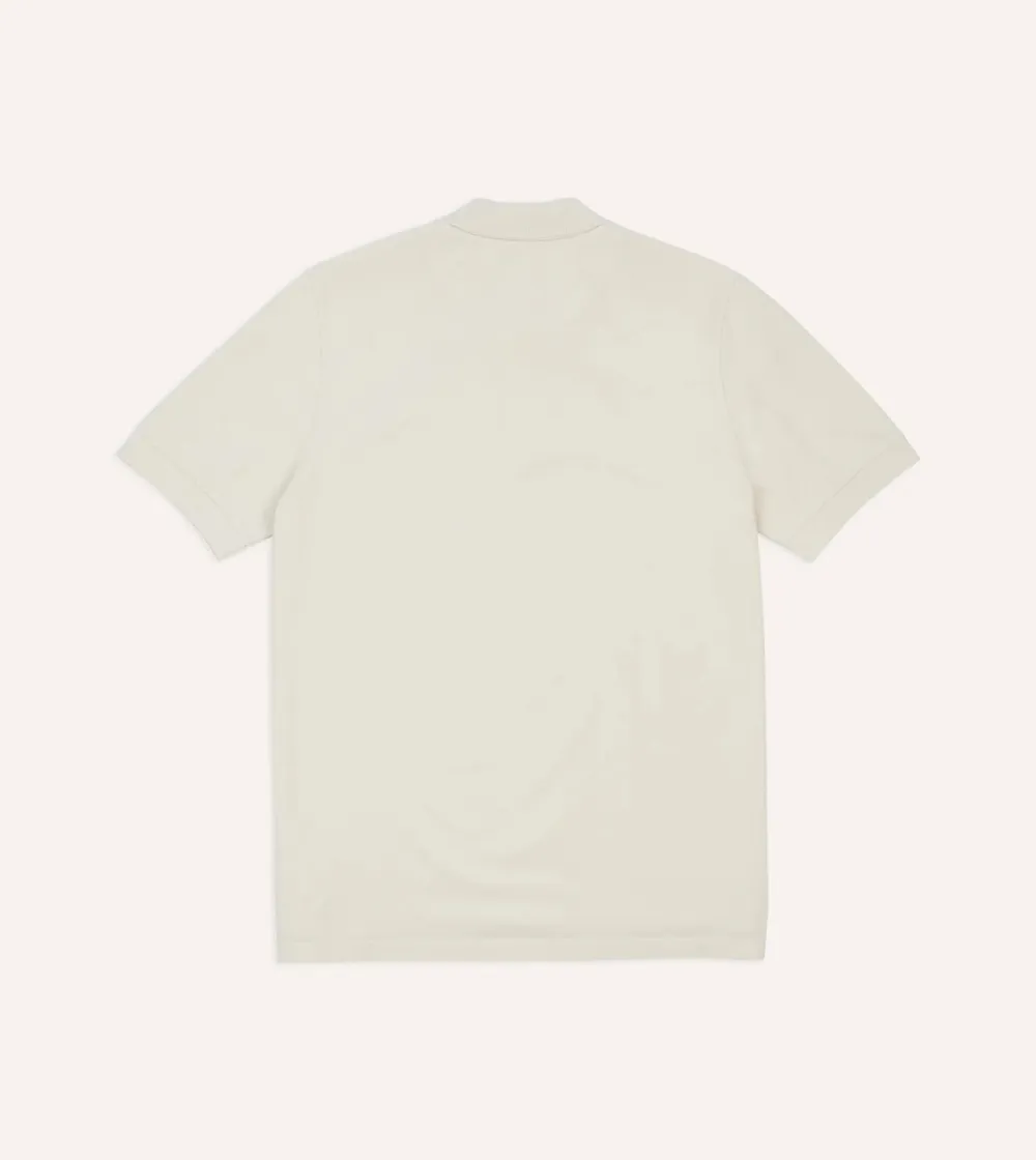 Ecru Cotton Polo Shirt Elegant Essential