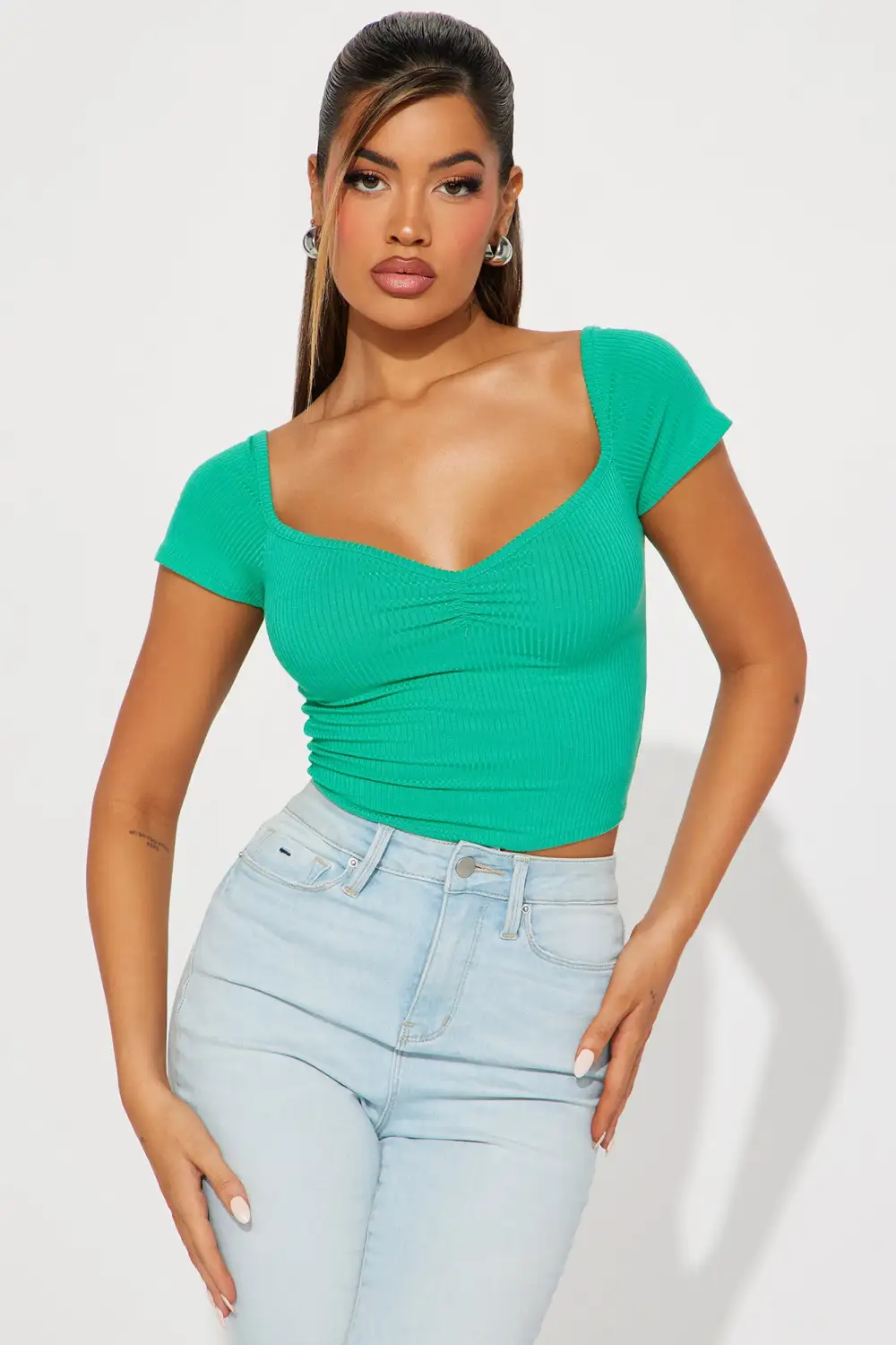 Myra Ribbed Top - Green