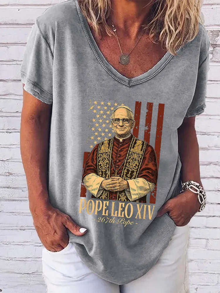 Women'S Pope Leo Xiv 267th Pope Round-Neck Short-Sleeved T-Shirt