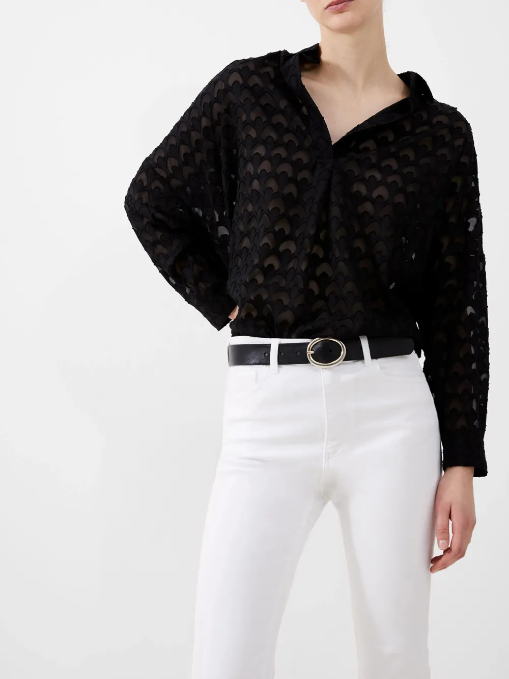 Slim Straight-Leg Stretch White Jeans