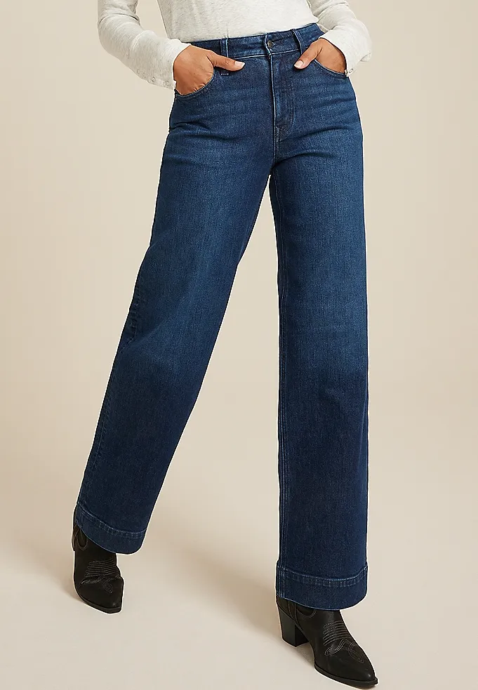 Dark High Rise Wide Leg Jean