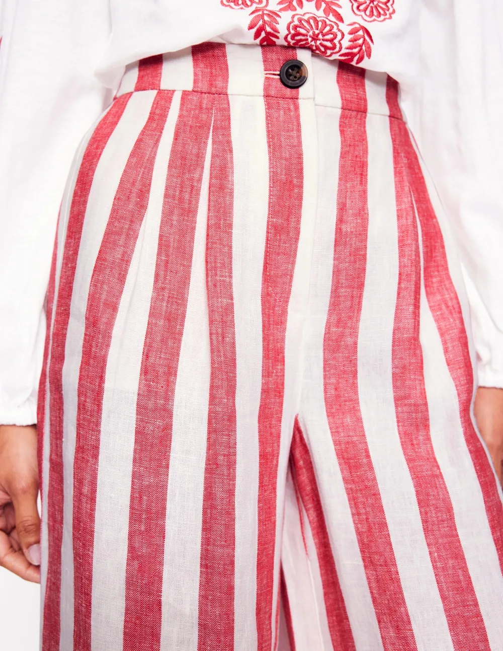 Strawberry Tart Red Stripe Linen Pants