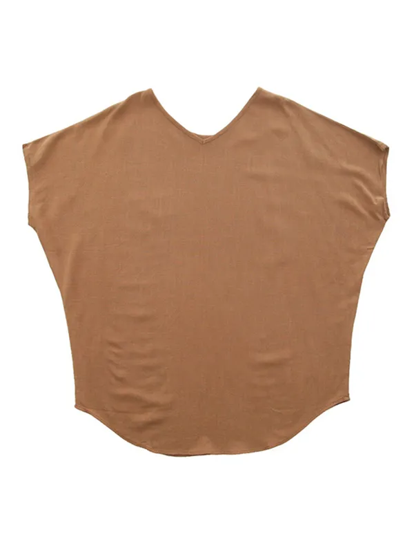 Casual Solid Loose Batwing Sleeves T-Shirt