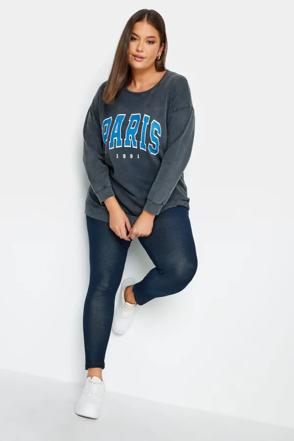 YOURS FOR GOOD Curve Mid Blue Jersey Stretch Jeggings