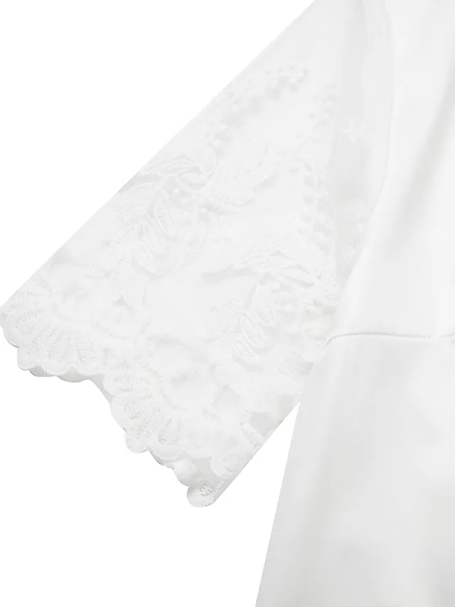 Women's Casual Dress Summer Dress Print Dress Floral Lace Print Crew Neck Lace Sleeve Midi Dress Fashion Elegant Outdoor Daily Short Sleeve Loose Fit White Summer Spring S M L XL XXL