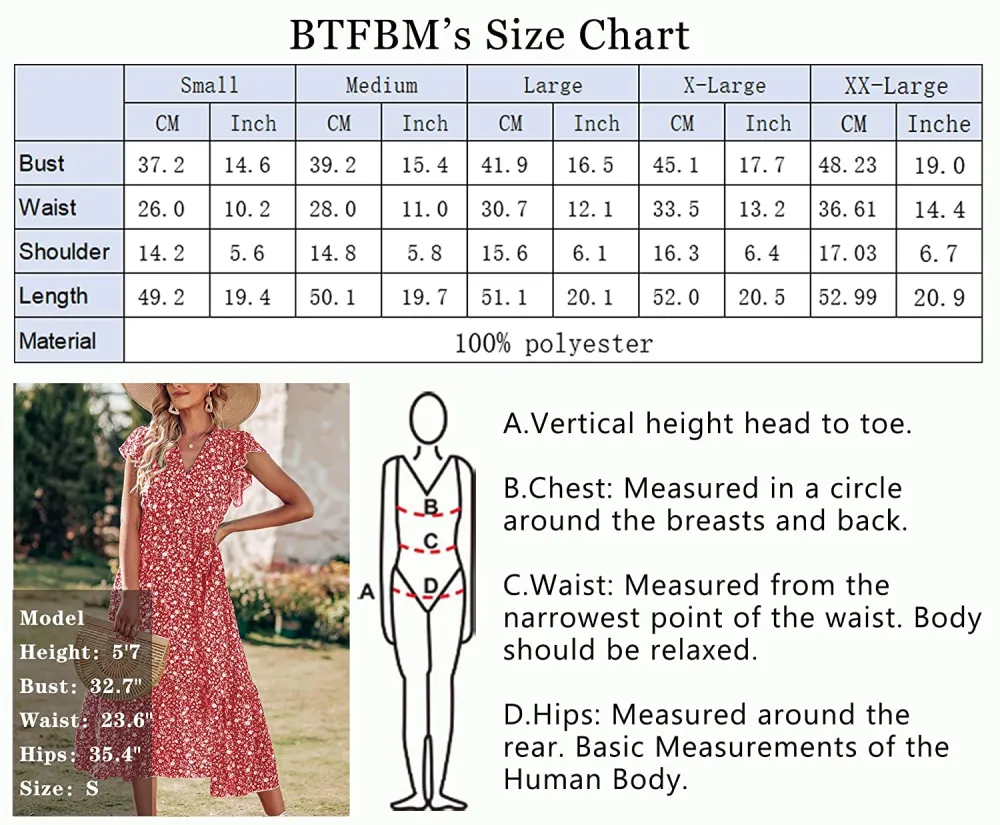 Women Summer Bohemian Floral Casual Wrap V Neck Ruffle Cap Sleeveless Belt A-Line Pleated Hem Swing Midi Sun Dress