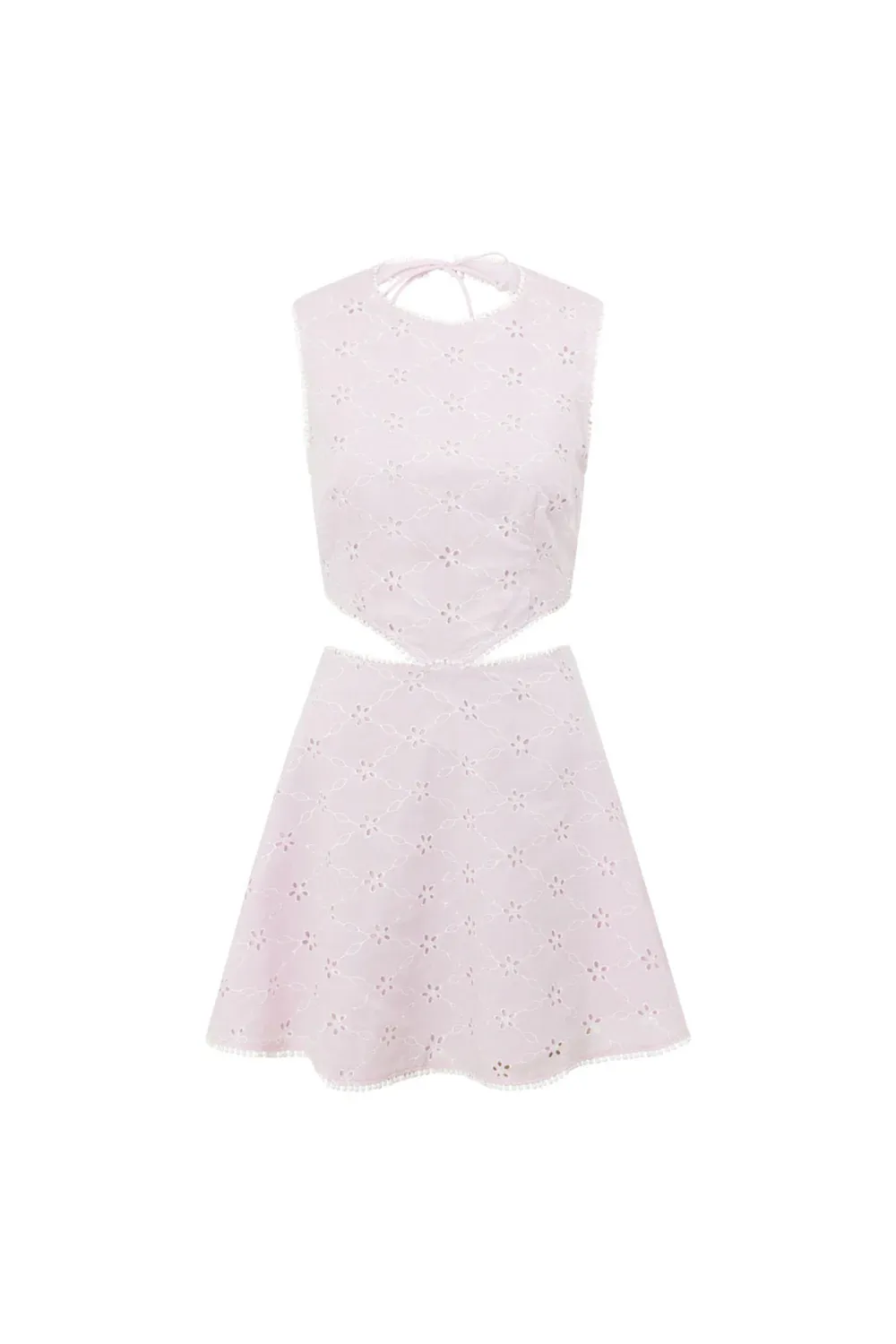 Eyelet Detailing Cut Out Mini Dress