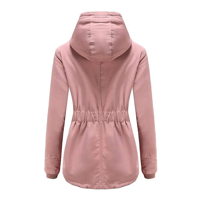 Women's Parka Street Fall Winter Puffer Jacket Long Coat Windproof Warm 3 in 1 Loose Casual Sports Jacket Long Sleeve Solid Color Zipper Purple Blushing Pink Waterpoof Daily Wear Down Parkas  Lined