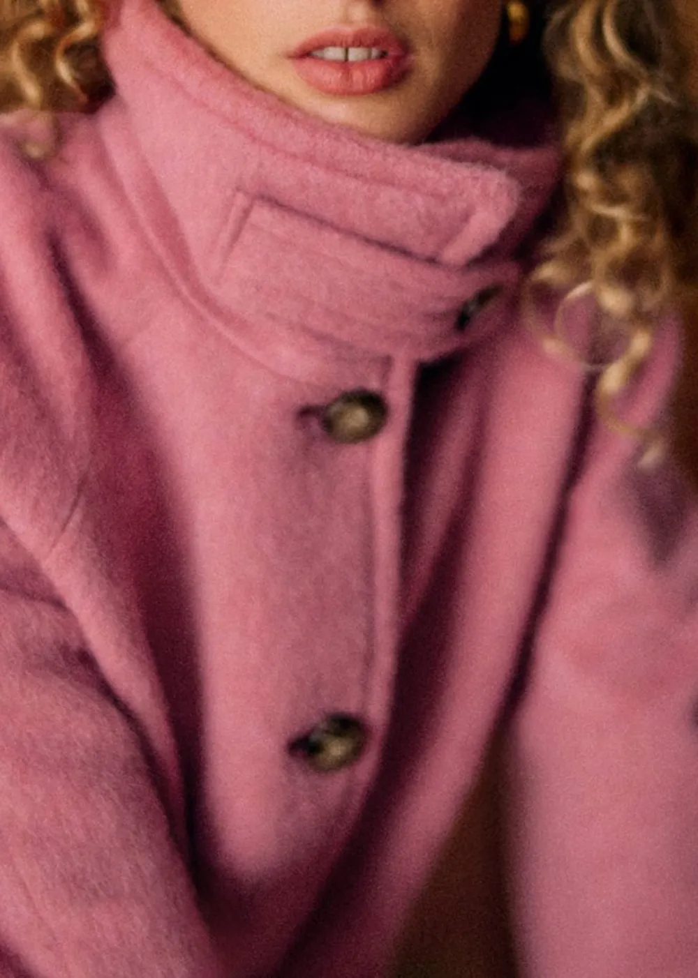 High Collar Short Button Front Coat