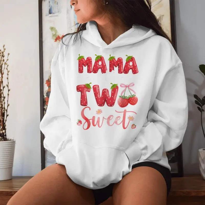 Mama Of The Two Sweet 2Nd Birthday Girl Strawberry Women Hoodie