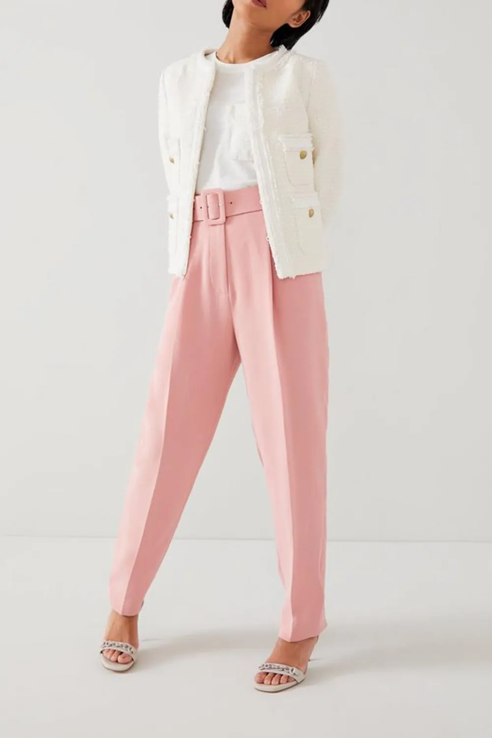 White Tweed Pocket Detail Short Jacket