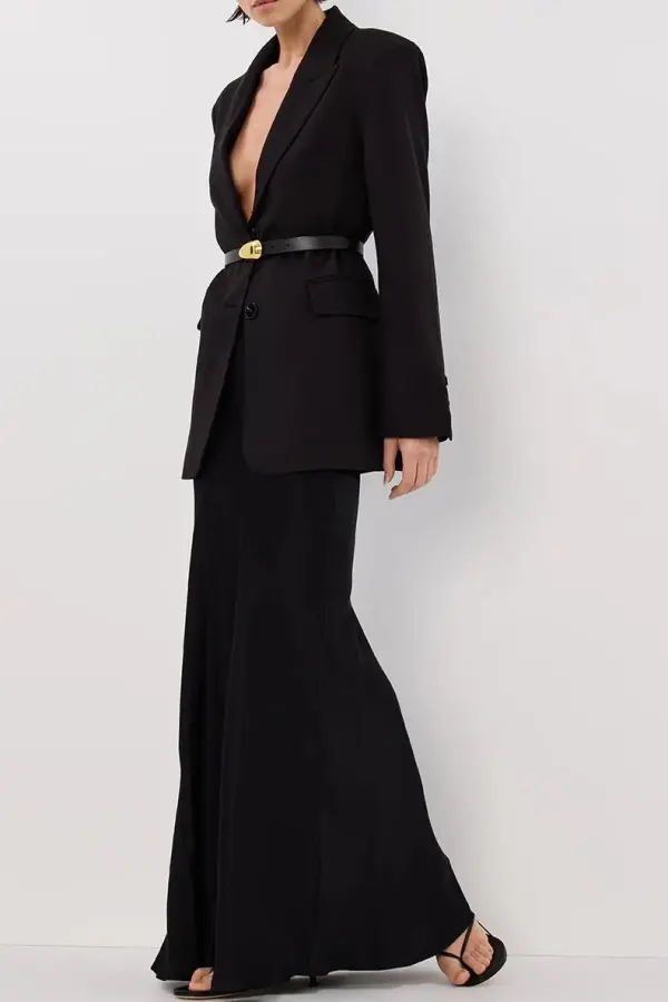 BLACK SATIN MAXI SKIRT