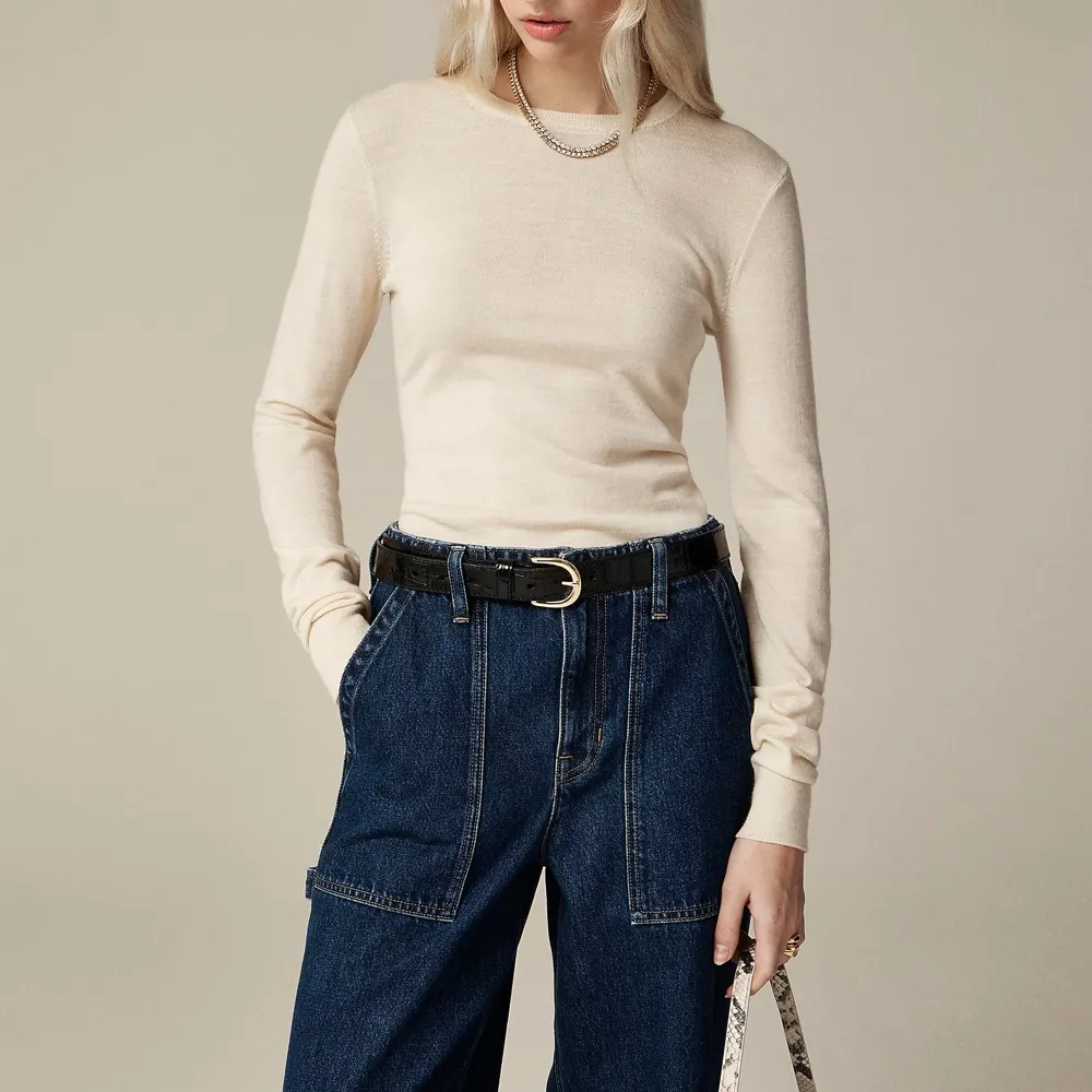 Ribbed Cashmere Cropped Crewneck Sweaters