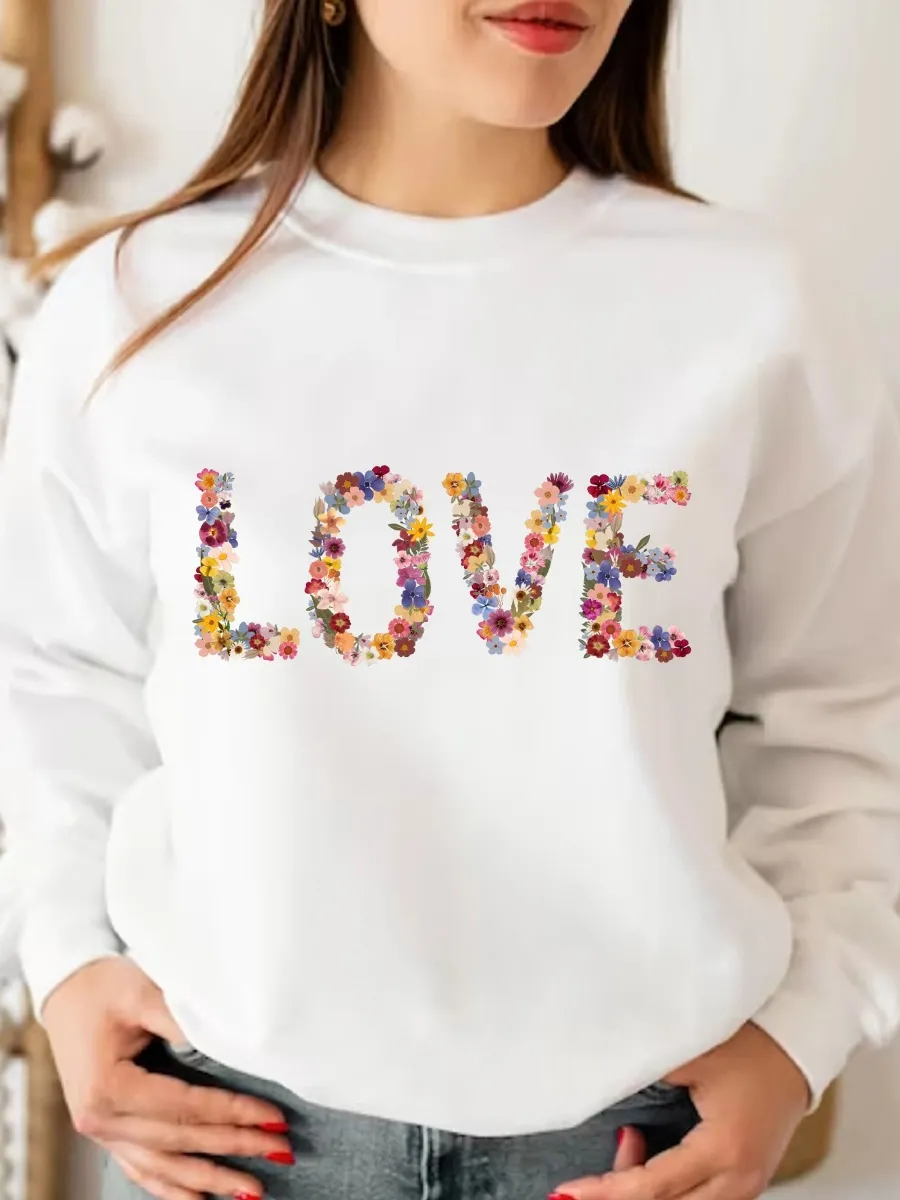 Floral LOVE Print Sweatshirt